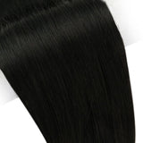 hand tied weft black hair