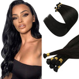 black hand-tied weft hair