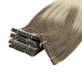 Injection Tape in Full Cuticle Virgin Hair Balayage Light Brown Highlight Blonde #8/60