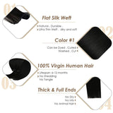 flat silk virgin human hair jet black