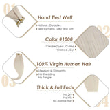 hand tied virgin hair white blonde