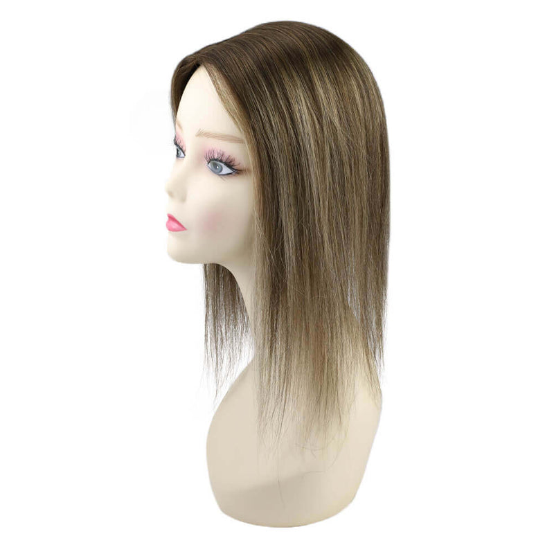 [150% Density] Hair Topper Toupee Human Hair Balayage Brown Mixed Blonde #4/27/4