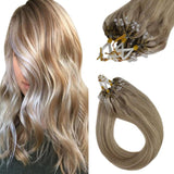 Micro Link/Loop 100% Remy Human Hair Extensions Ash Blonde Highlight Blonde #18/613