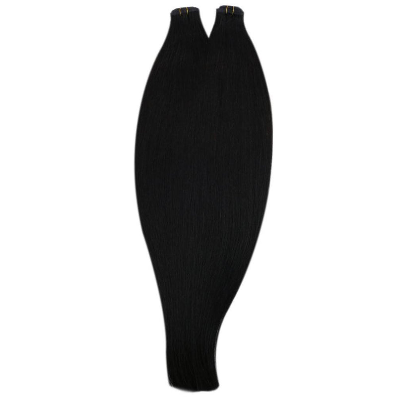 flat silk weft black human hair