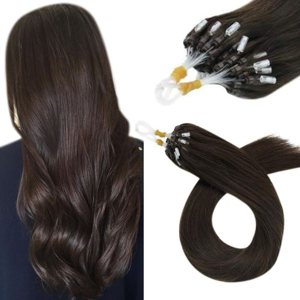 Pre Bonded Micro Link Remy Human Hair Dark Brown Solid Color #4