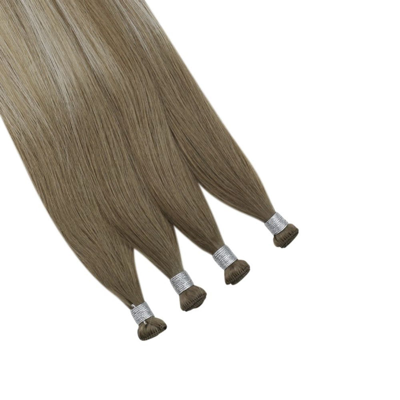 brown mix blonde virgin weft hair