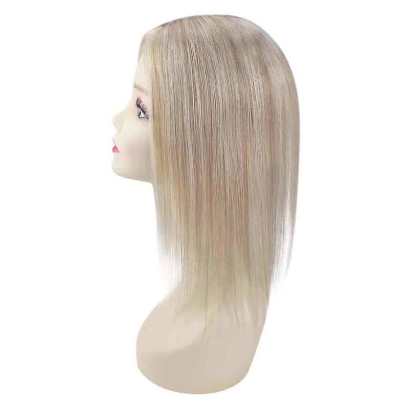 [150% Density] Hair Topper Remy Toupee with Clips Highlights Blonde #18/613