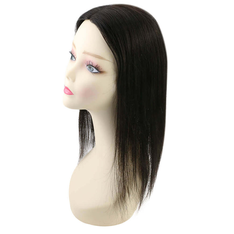 [150% Density] Hair Topper Remy Hair Natural Black #1b