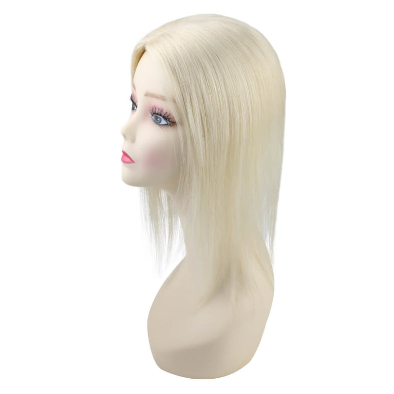 [150% Density] Hair Topper with Clips Human Hair Lightest Blonde #60