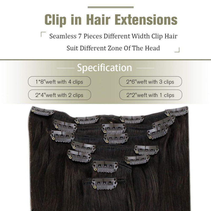 clip in human hair extensions darkest brown