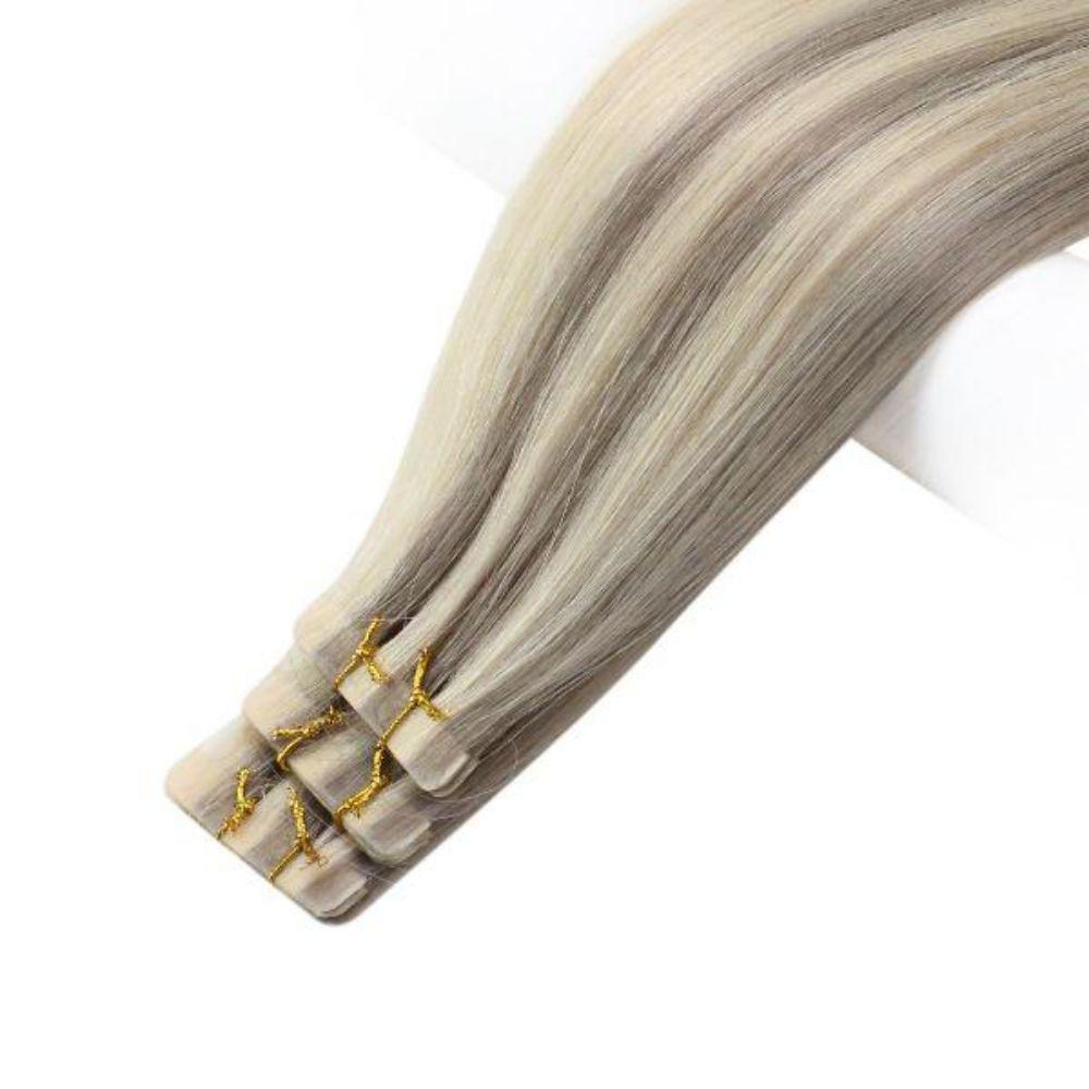 virgin blonde tape in hair extensions