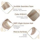 invisible seamless tape in virgin hair ash blonde