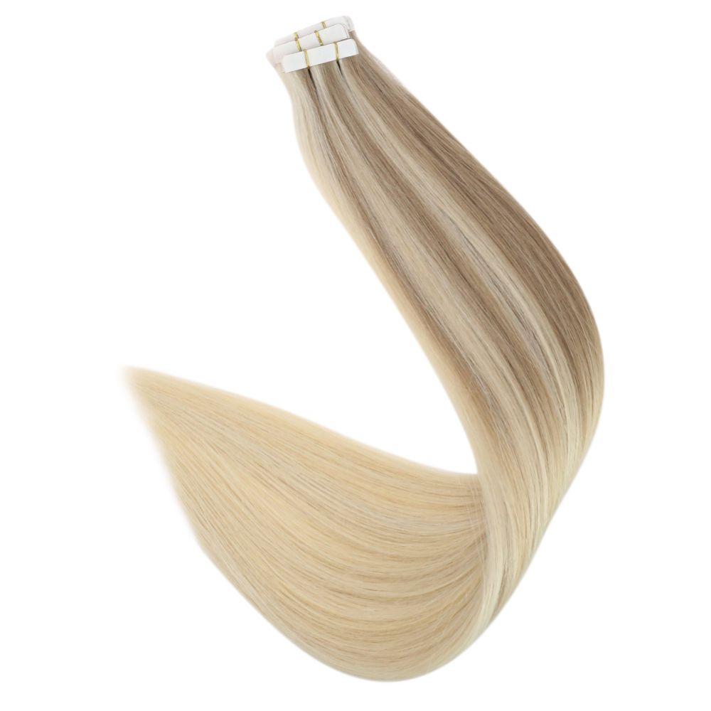 invisible skin weft tape in human hair blonde