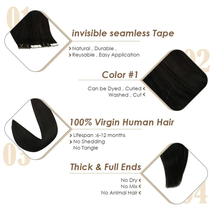 Invisible Seamless Injection Tape in Virgin Human Hair Extensions Jet –  Hetto Human Hair