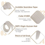 invisible seamless tape in virgin hair white blonde