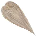 [150% Density] Hair Topper Remy Toupee with Clips Highlights Blonde #18/613