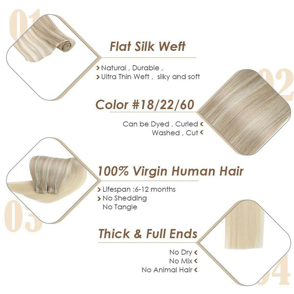 flat silk weft balayage human hair