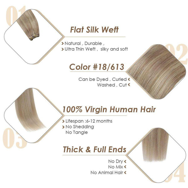 flat silk weft ash blonde