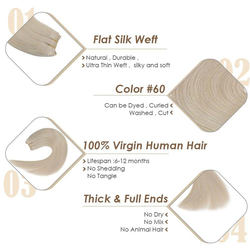 flat silk weft virgin human hair