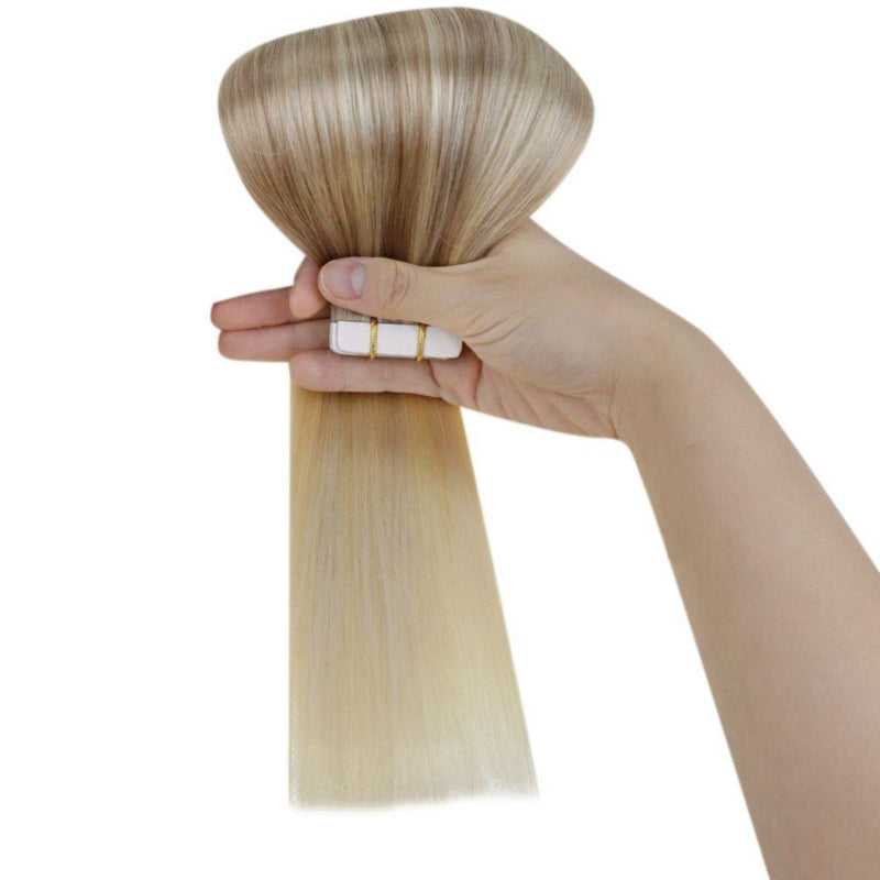 blonde virgin tape in human hair extensions
