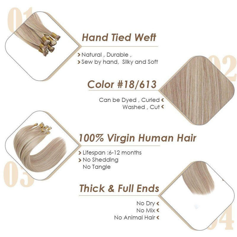 hand tied virgin human hair  for sale