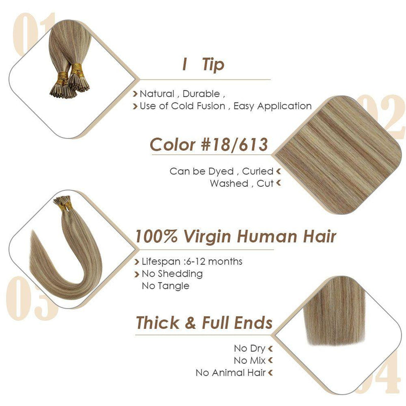 i tip virgin hair blonde