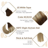 virgin hair tape in human hair balayage brown with medium blonde