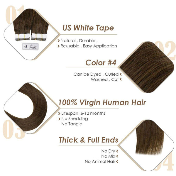 virgin hair tape in hair extensions dark brown