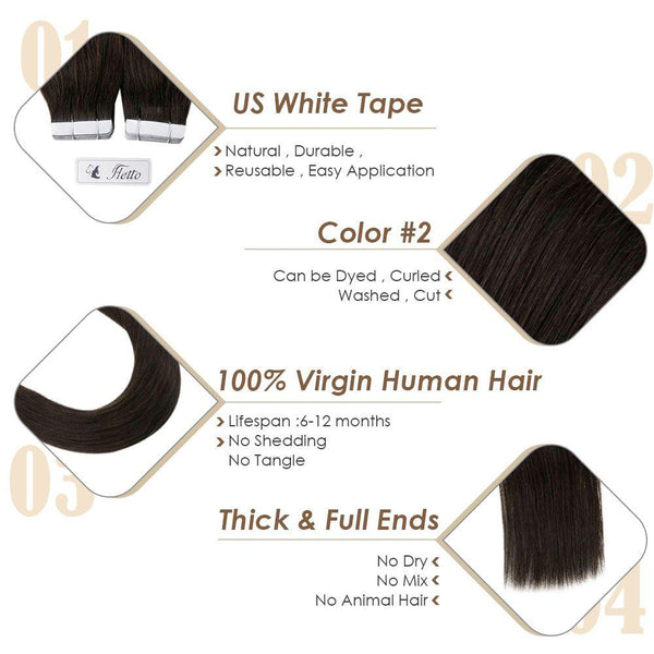 virgin hair tape in human hair darkest brown
