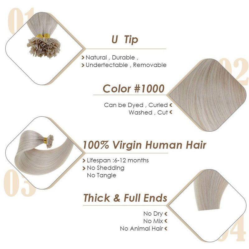 u tip human hair white 